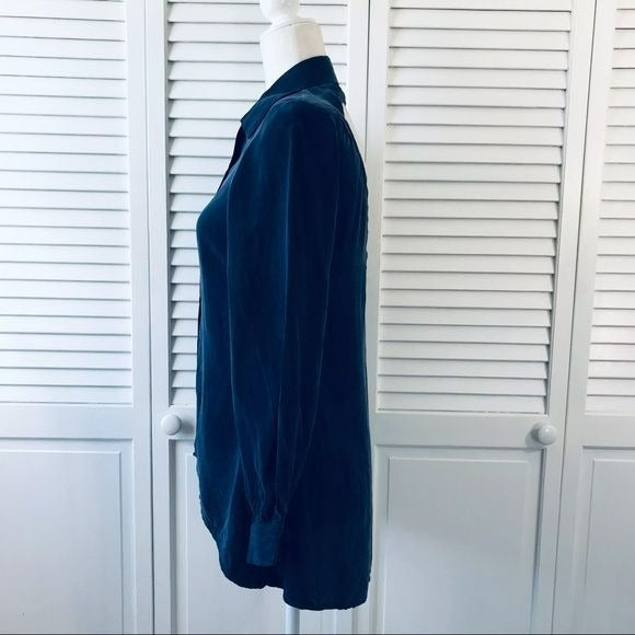 AMERICAN GOLD Blue Sude Button Down Shirt Size S