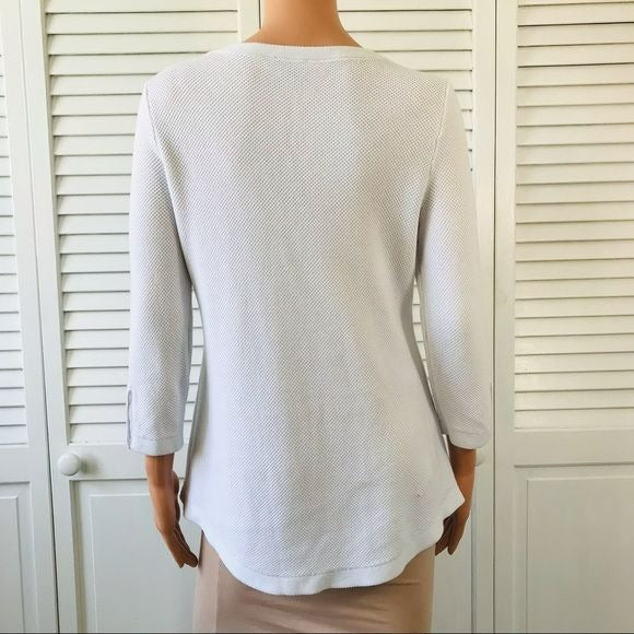 TALBOTS White Scoop Neck Long Sleeve Sweater Size MP
