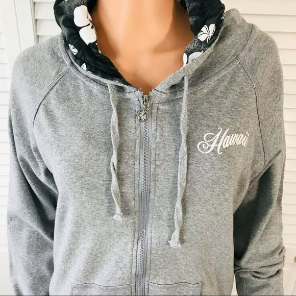 ISLAND DESIGN COLLECTION Gray Floral Tank Top And Zip Up Jacket Size XL