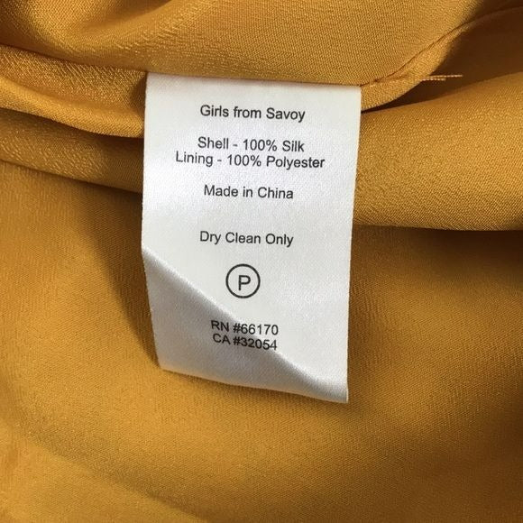 GIRLS FROM SAVOY By Anthropologie Yellow Gray Silk Sleeveless Dress Size 8