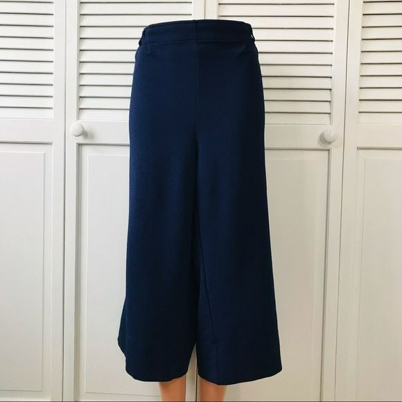 JOHNPAULRICHARD Navy Blue Wide Leg Cropped Pants Size L