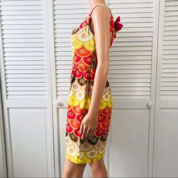 JUDITH MARCH Yellow Orange Printed Sleeveless Dress Size M
