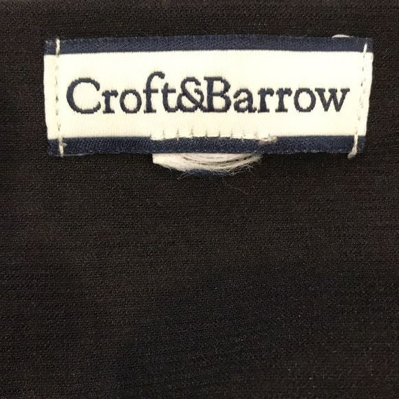 CROFT & BARROW Scoop Neck Black White Short Sleeve Shirt