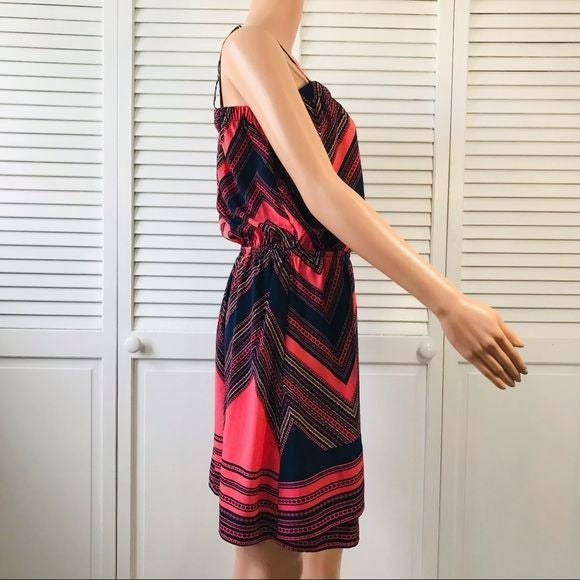 EXPRESS Coral Navy Blue Spaghetti Strap Dress Size L