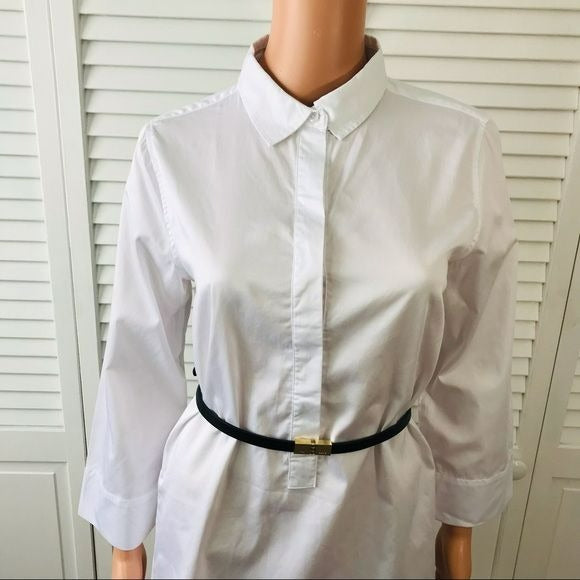 NM NEIMAN MARCUS White Tunic Long Sleeve Shirt Size S