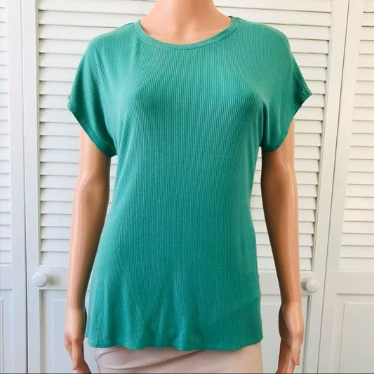 APT. 9 Green Ribbed Short Sleeve Shirt