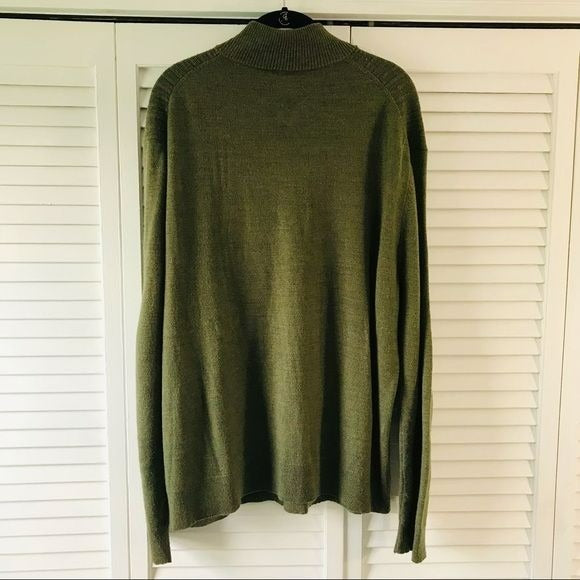DOCKERS Acrylic Green 3/4 Zip Ribbed Long Sleeve Sweater Size XXL