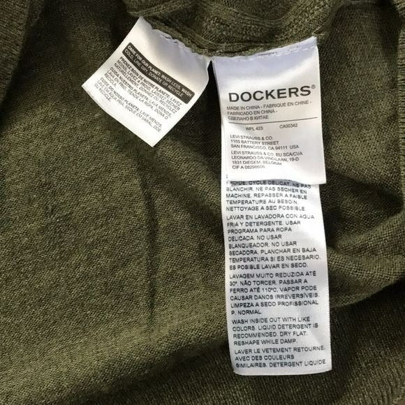 DOCKERS Acrylic Green 3/4 Zip Ribbed Long Sleeve Sweater Size XXL