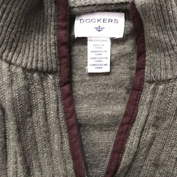 DOCKERS Acrylic Green 3/4 Zip Ribbed Long Sleeve Sweater Size XXL