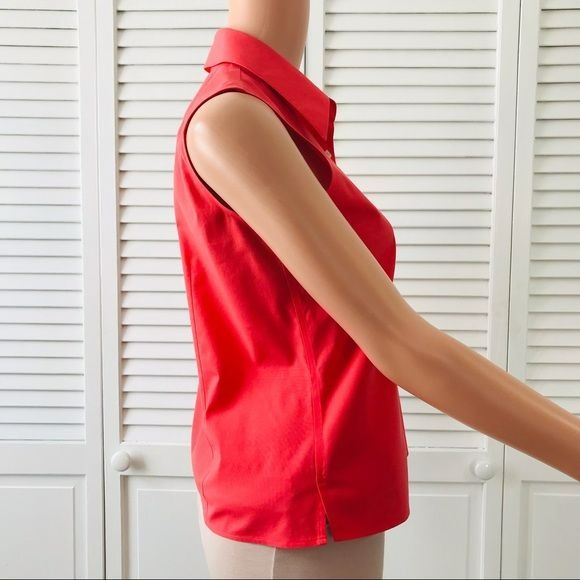 Talbots Petites Coral Sleeveless Collared Button Down Shirt Size 2