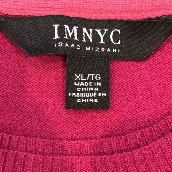 IM NYC Isaac Mizrahi Pink Scoop Neck Sweater Size XL