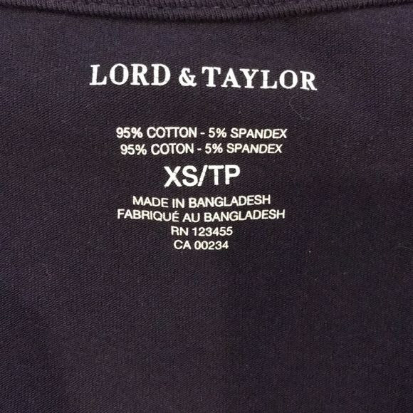 LORD & TAYLOR Navy Blue Long Sleeve V-Neck Shirt Size XS