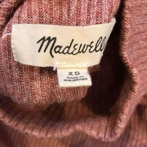 MADEWELL Pink Ribbed Turtleneck Size Extra Small