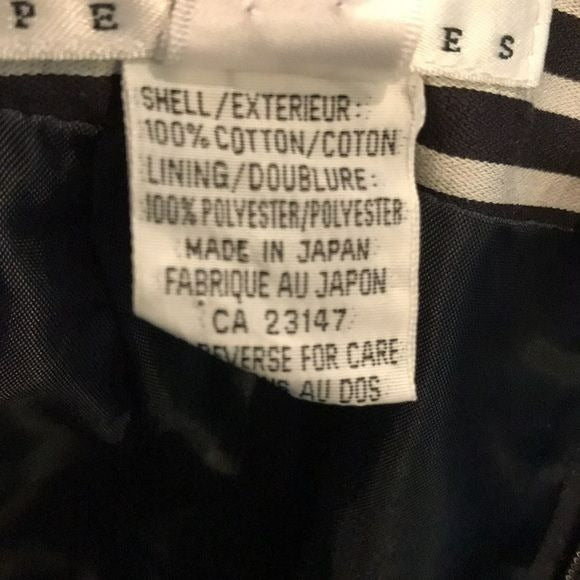 TALBOTS Black White Striped Cotton Pencil Skirt Size 6
