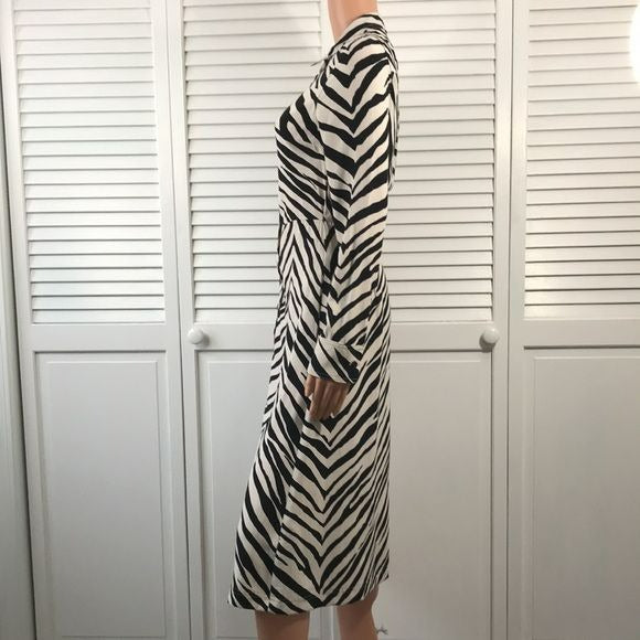 TOPSHOP Black White Zebra Print Long Sleeve Shirt Dress Size 2