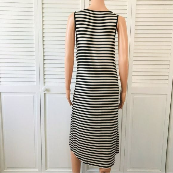 DESIGN HISTORY Black Ivory Striped Sleeveless Dress Size M