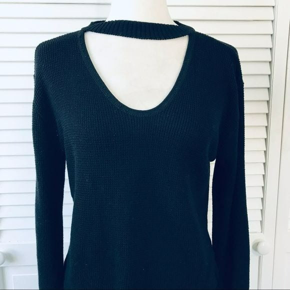 CLOSET SPACE Black Cut-Out Front Acrylic Sweater Size L