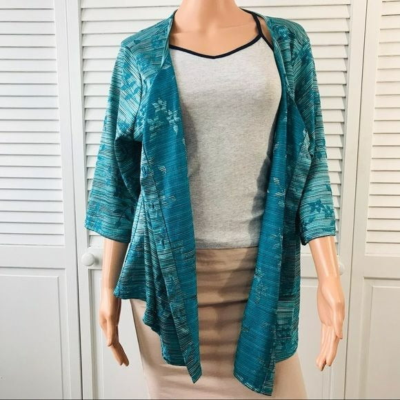 JONES NEW YORK Blue White Floral Button Down Short Sleeve Cardigan Size 2X
