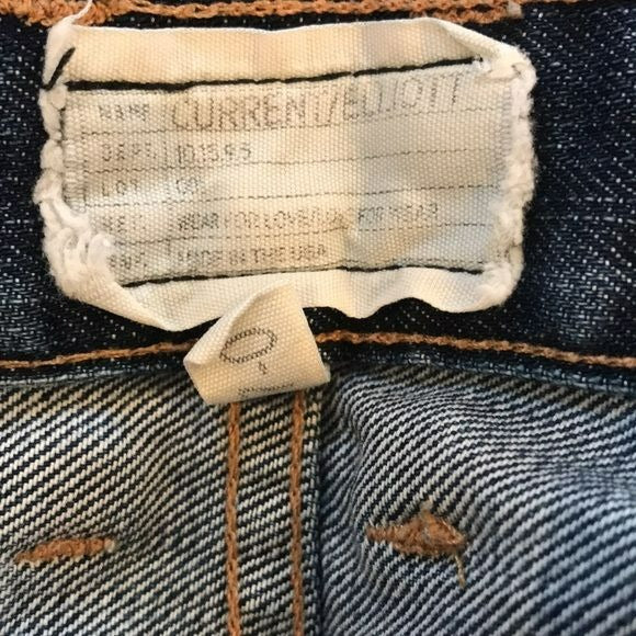 CURRENT/ELLIOT Blue Distressed Raw Hem Baggy Straight Leg Ankle Jeans Size 27