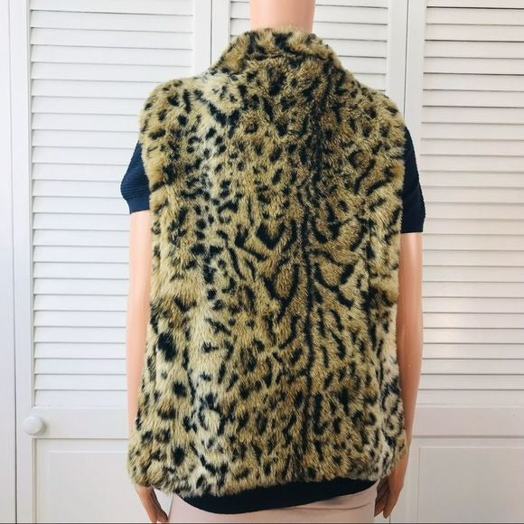 CHICO’S Tan Black Animal Print Vest Size L