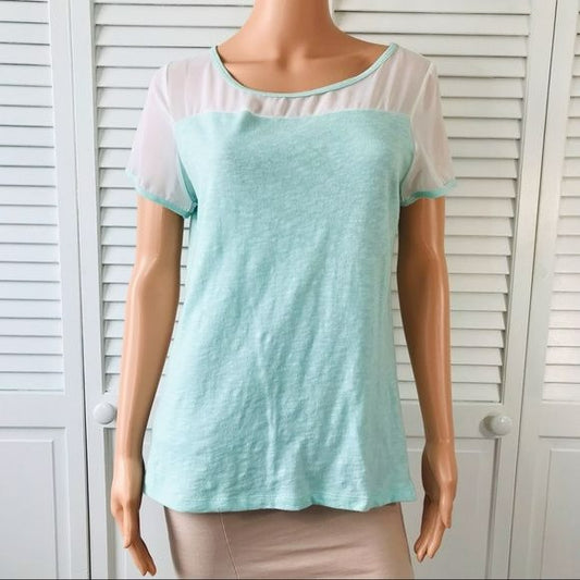 LIZ CLAIBORNE Aqua Short Sleeve Shirt Size M