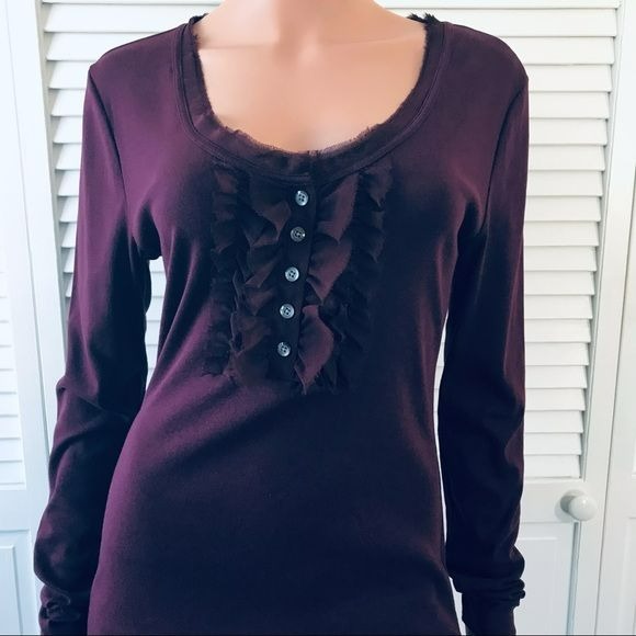 BANANA REPUBLIC Purple Scoop Neck Long Sleeve Shirt Size L