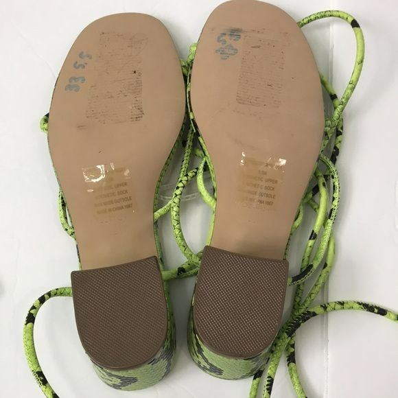 STEVE MADDEN Impressed Lace Up Strappy Snake Print Heeled Sandals