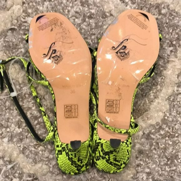 FREE PEOPLE Green Black Salina Strappy Heeled Sandals Size 36