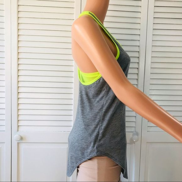 NIKE Gray Neon Green Racerback Tank Top Size XS