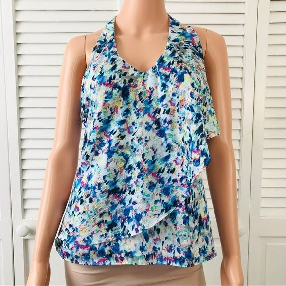ANN TAYLOR Petites Multicolored V-Neck Sleeveless Blouse Size 2P