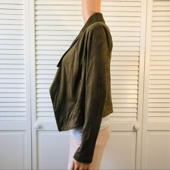 ROMEO & JULIET Green Suede Open Front Jacket Size S