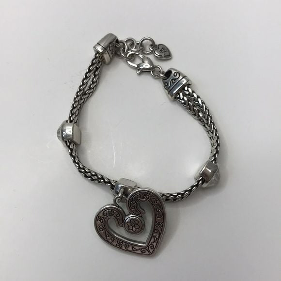 BRIGHTON Silver Heart Charm Bracelet