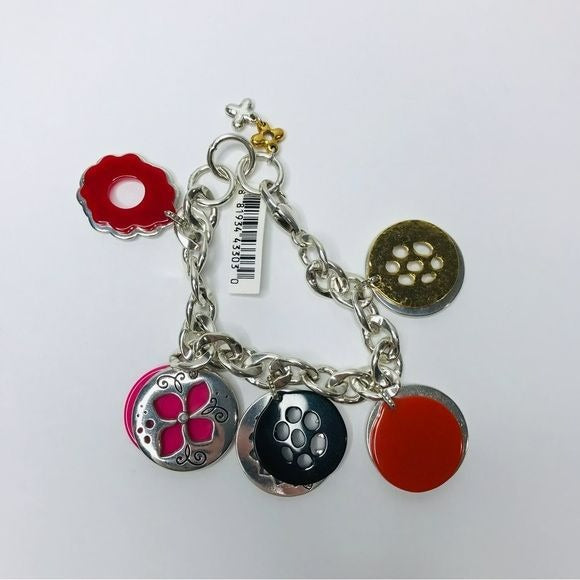 BRIGHTON Meadow Garden Silver Colorful Charm Bracelet