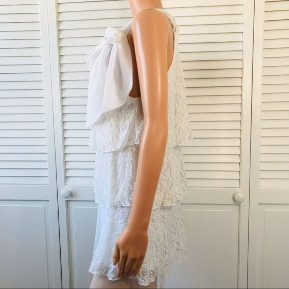 JENNIE & MARLIS White Ruffle Lace Halter Top Shirt Size M (new with tags)