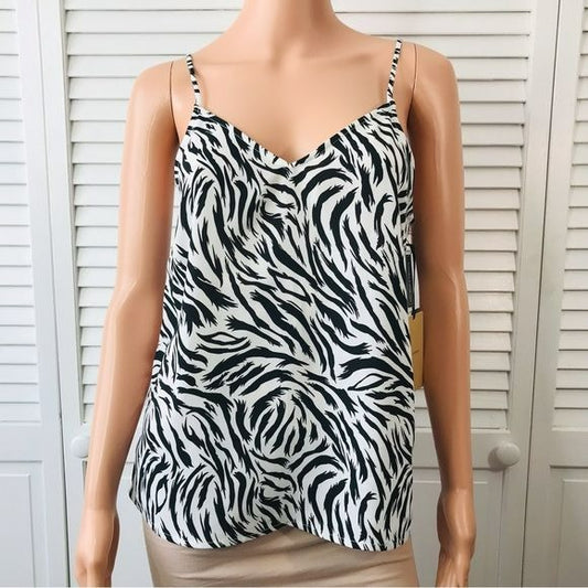 *NEW* HALOGEN Zebra Print Spaghetti Strap Shirt Size XS