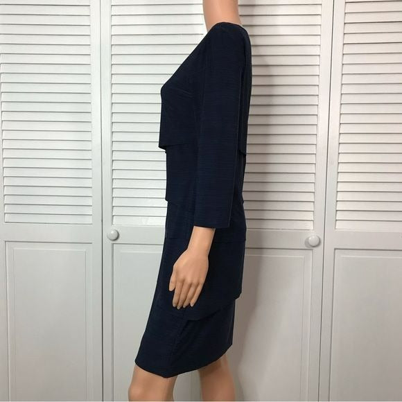 TAHARI Navy Blue Tiered Dress Size 6