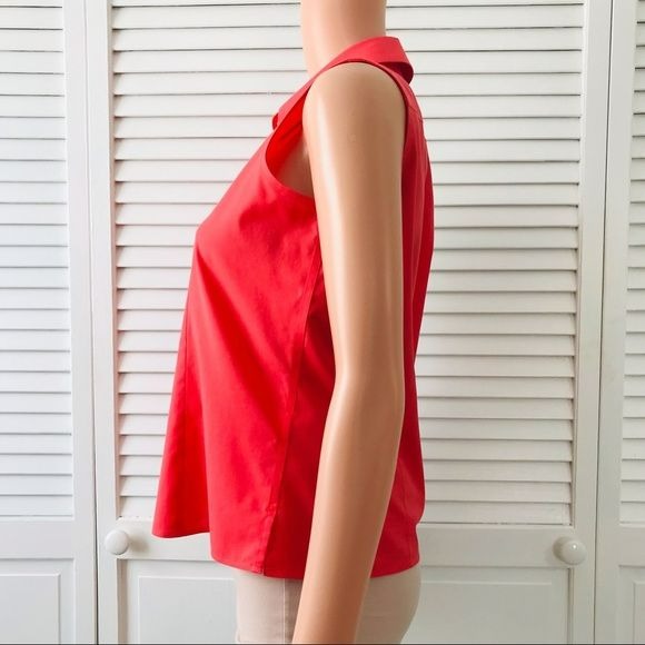 Talbots Petites Coral Sleeveless Collared Button Down Shirt Size 2