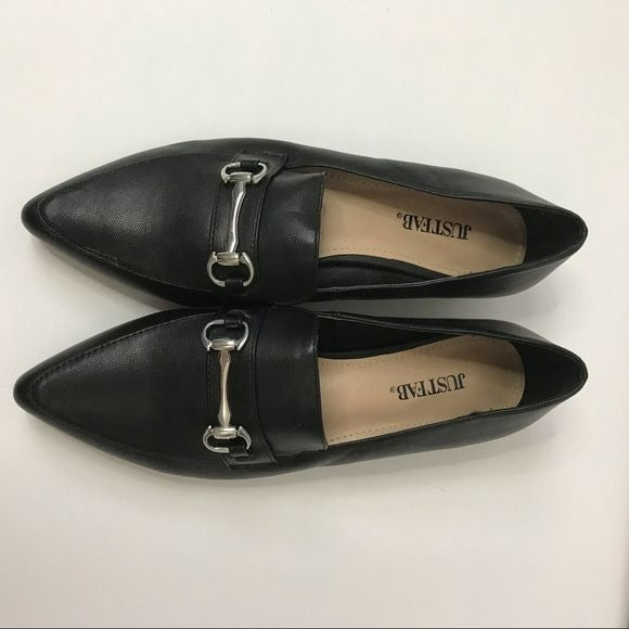JUSTFAB Black Joyce Collapsible Back Loafer Size 6.5