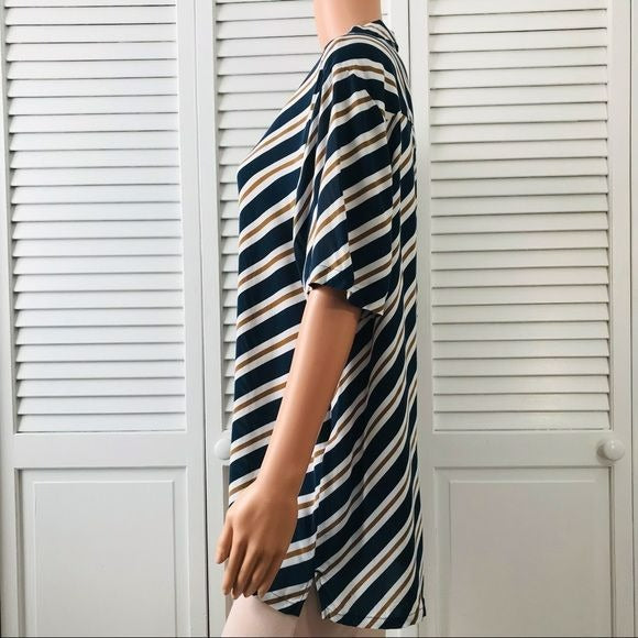 TOPMAN Striped Short Sleeve Button Down Shirt Size L