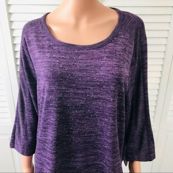 REBECCA MALONE Plus Size Purple Studded Sweater Size 1X