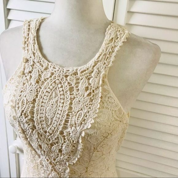 CITY TRIANGLES Ivory Lace Cotton Blend Sleeveless Dress Size 9