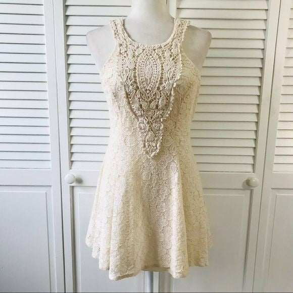 CITY TRIANGLES Ivory Lace Cotton Blend Sleeveless Dress Size 9