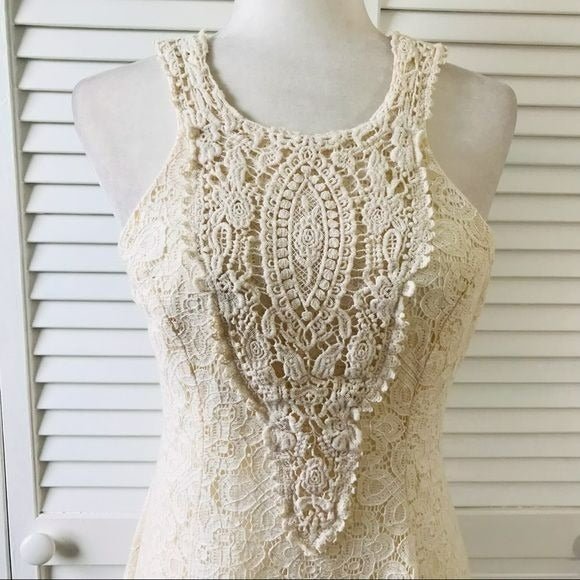 CITY TRIANGLES Ivory Lace Cotton Blend Sleeveless Dress Size 9