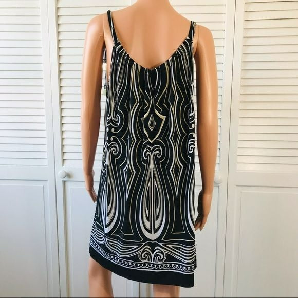 WHITE HOUSE BLACK MARKET Black Graphic Print Holiday Shift Dress