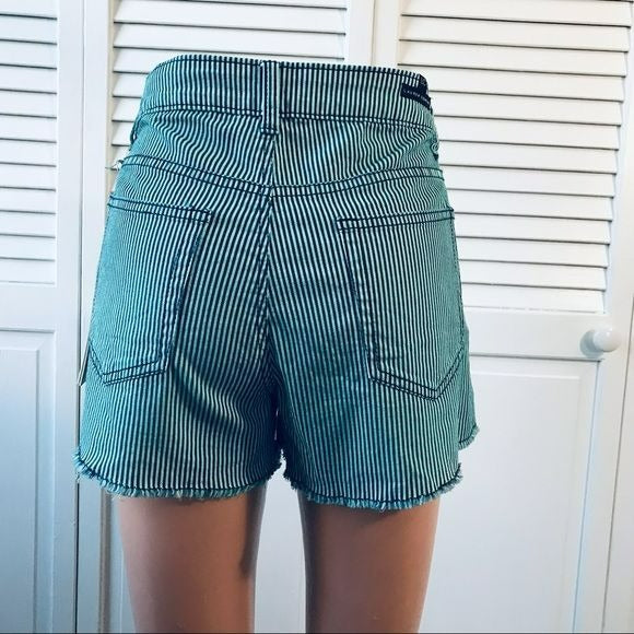 LC LAUREN CONRAD Turquoise Navy Blue Striped Faded Shorts Size 10 (new with tags)