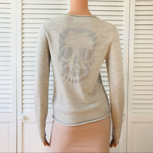 ZADIG & VOLTAIRE Strass Skull Merino Wool Sweater Size M