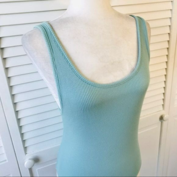OUT FROM UNDER Turquoise Spaghetti Strap Ribbed Bodysuit
