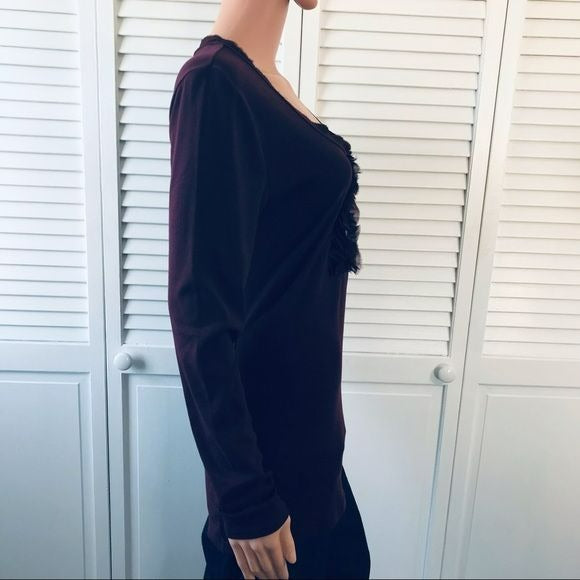 BANANA REPUBLIC Purple Scoop Neck Long Sleeve Shirt Size L