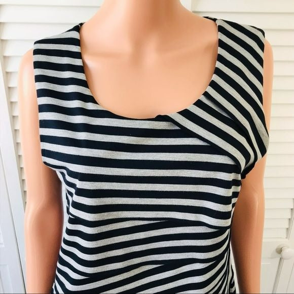 VERVE AMI Black Gray Striped Sleeveless Shirt Size L