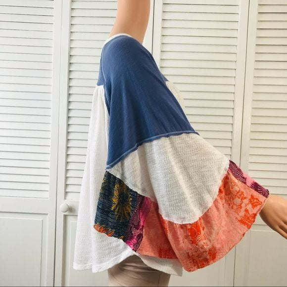 FREE PEOPLE Ivory Friday Fever Bohemian Dolmas Sleeve Shirt Size S